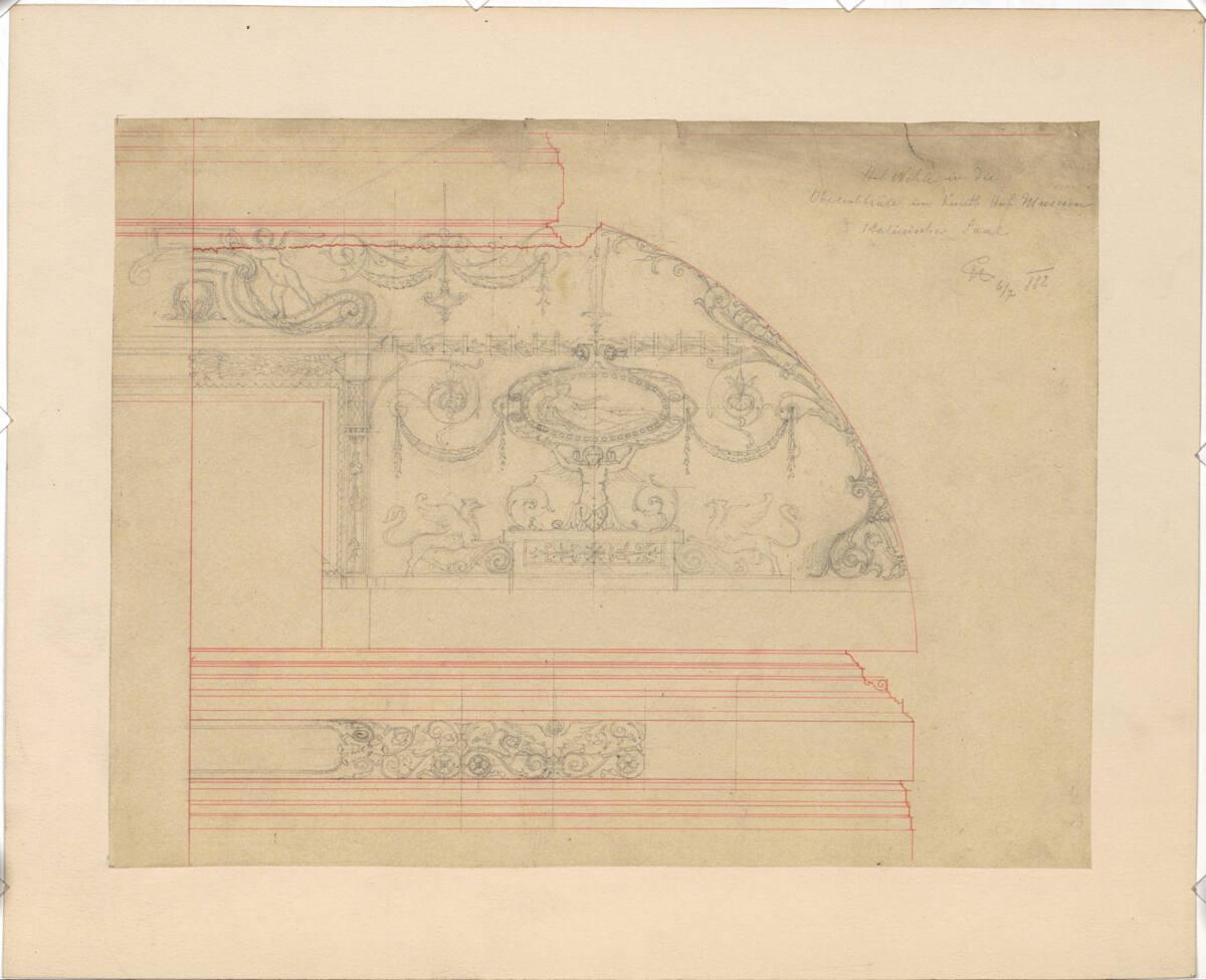 Wien, Kunsthistorisches Hofmuseum, Entwurf zur Gewölbegestaltung eines Saales, Aufriss, Inv. Nr…