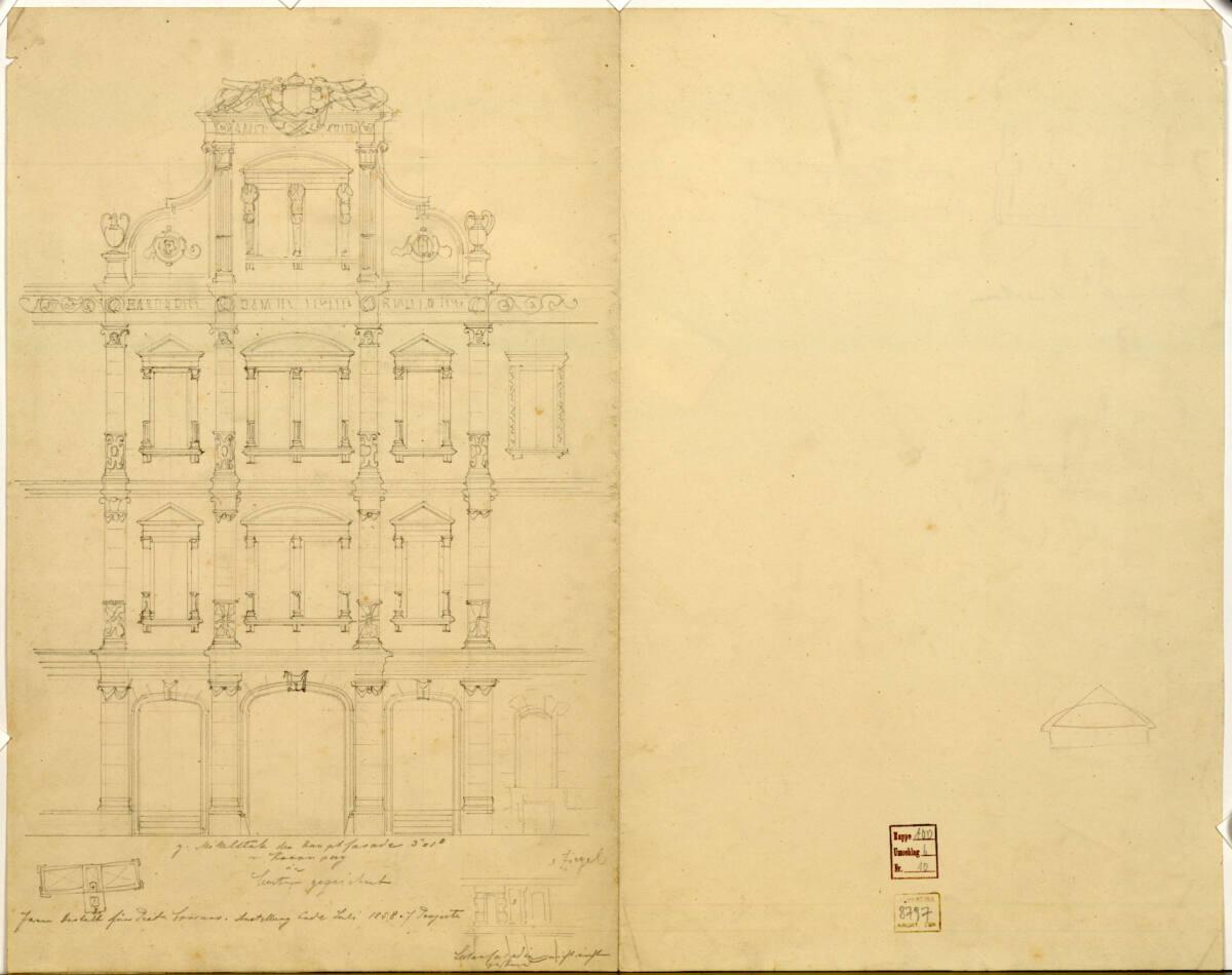 Baufnahme einer Renaissancefassade, Aufriss, Inv. Nr.: AZ8797v
