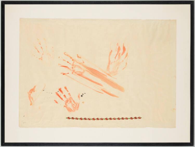 Franz West, Handabdrücke (Teil 15 der Bilderwand „Unsere Eisenbahner und ihre Gewerkschaft“, 19…