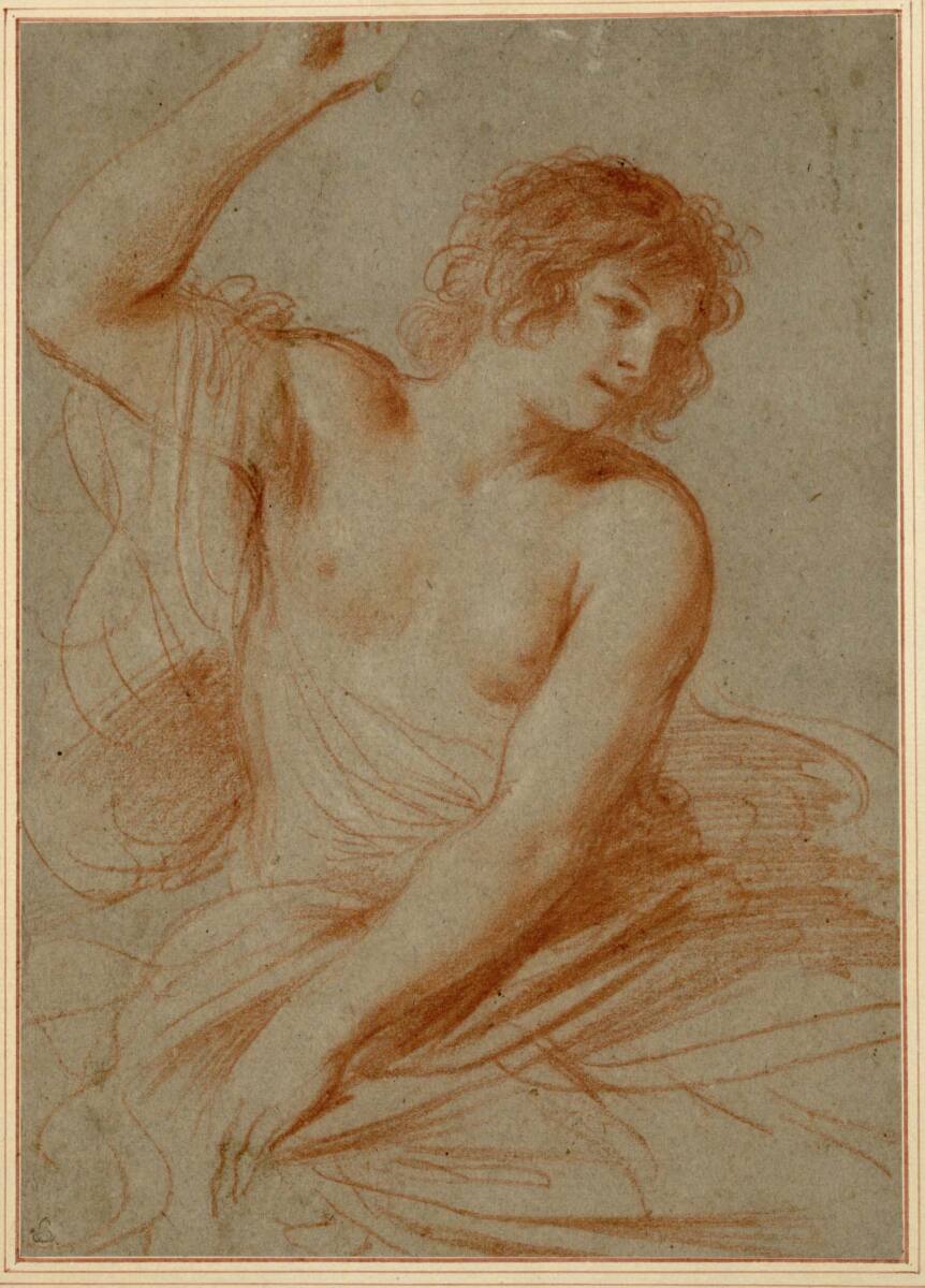 Studie für die Halbfigur der Semele mit entblößtem Oberkörper, Guercino