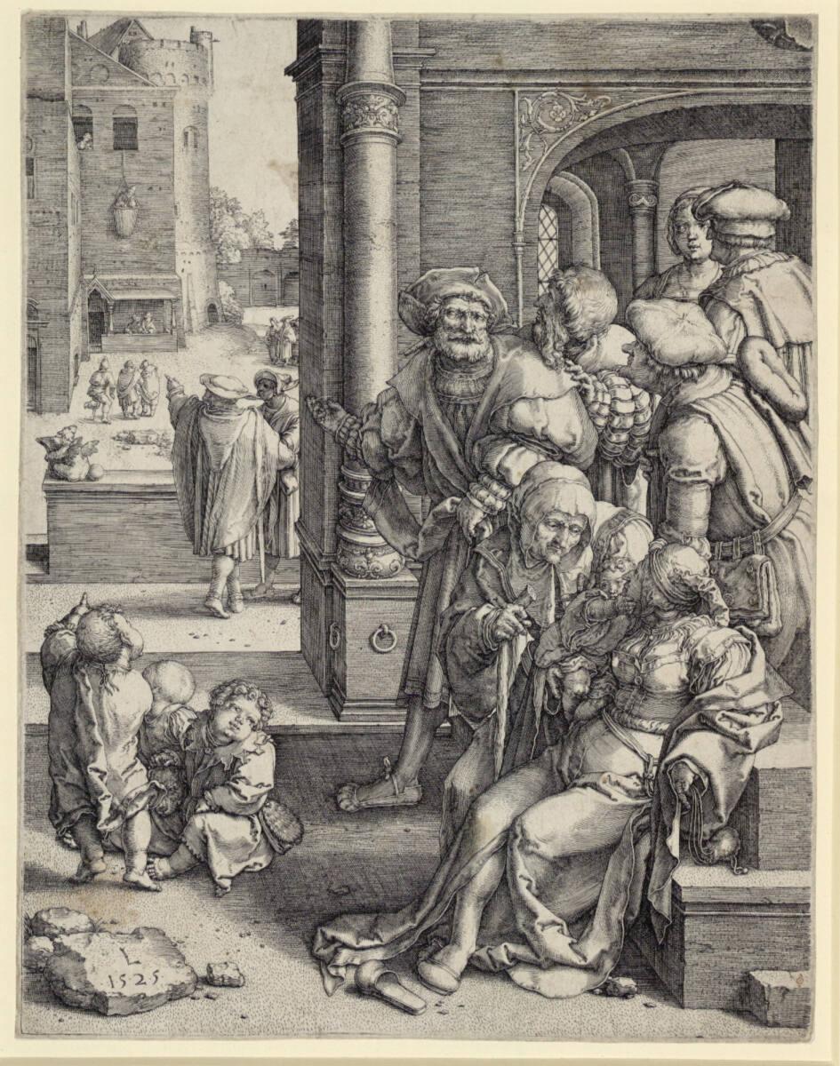 Lucas Hugensz. van Leyden, Vergil im Korbe, Inv. Nr.: DG1926/2035