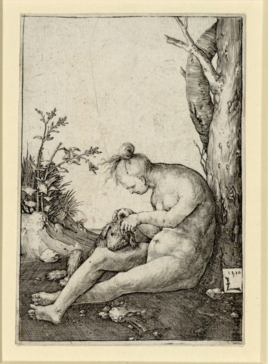 Frau einen Hund flöhend, Lucas van Leyden, 1510