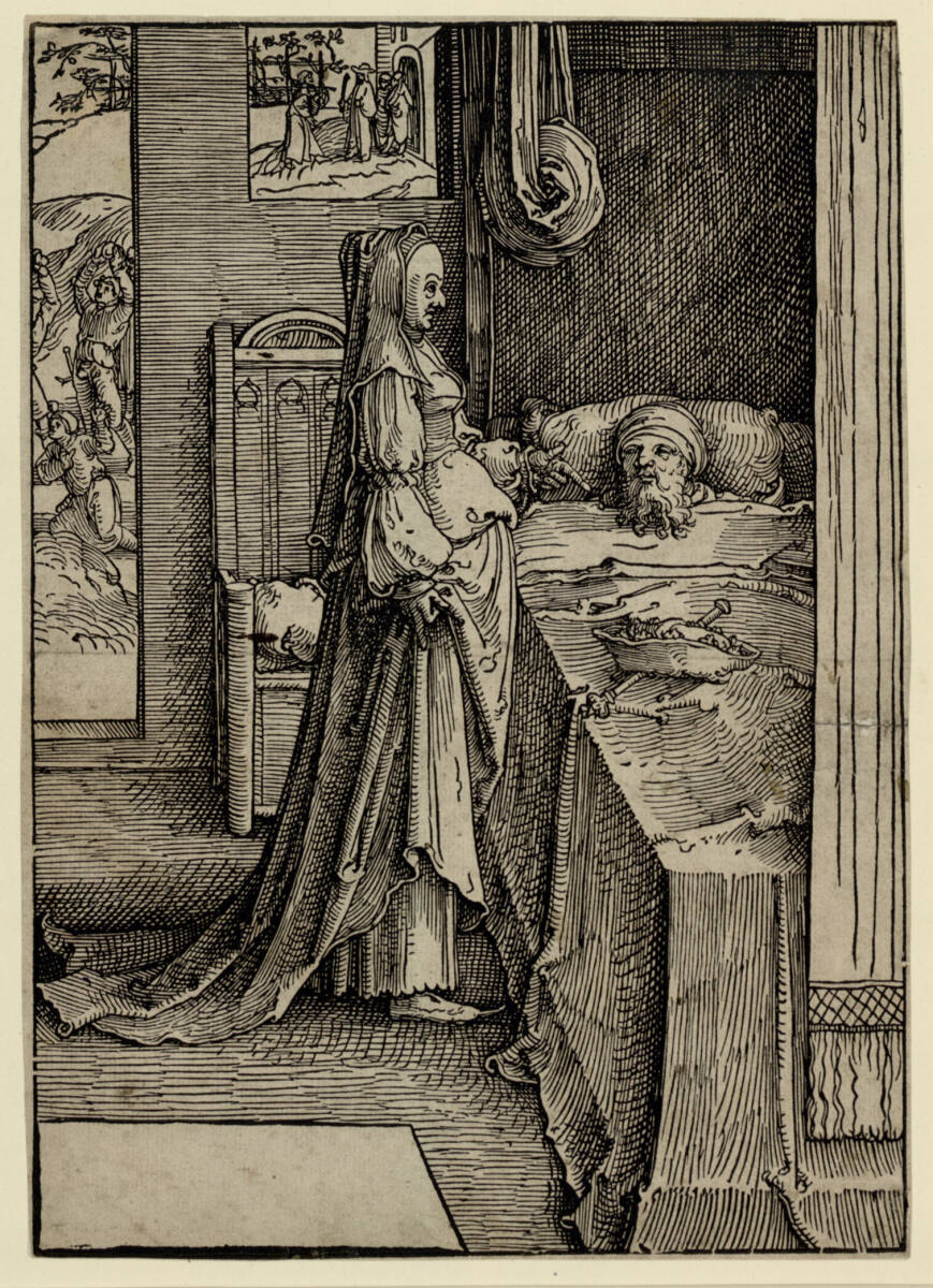 Isebel verspricht König Ahab Naboths Weinberg, Lucas van Leyden