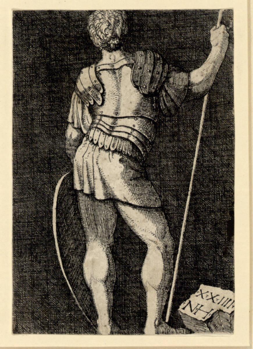 Nikolaus Hogenberg, Römischer Krieger, Rückenansicht, Inv. Nr.: DG1949/459