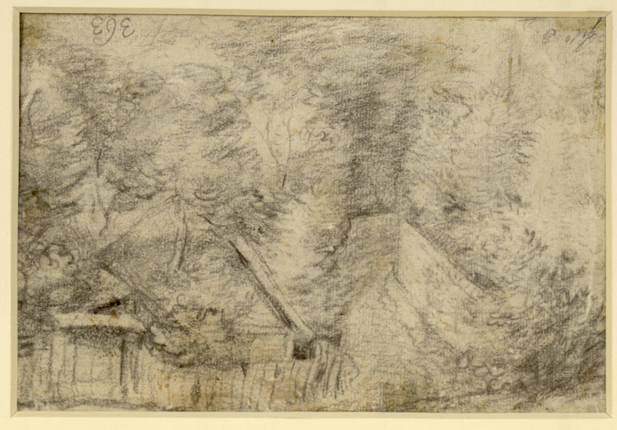 Hölzernes Haus in Baumlandschaft, Antonie Waterloo, 17th century