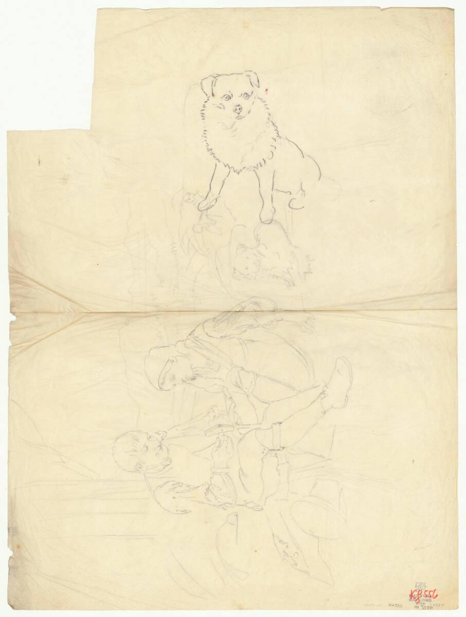 Johann Matthias Ranftl, Beim Dengeln / Hund, Inv. Nr.: 49059