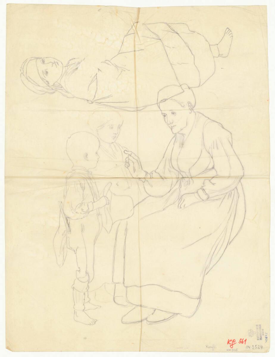 Johann Matthias Ranftl, Mahnung der Großmutter / Porträt eines jungen Mädchens, Inv. Nr.: 49066