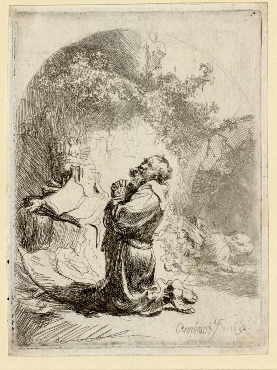 Der heilige Hieronymus im Gebet, emporblickend, Rembrandt, 1632