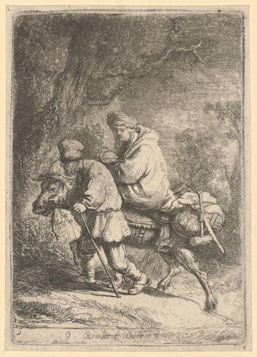 Rembrandt Harmensz. van Rijn, Die Flucht nach Ägypten (kleine Platte), Inv. Nr.: DG1926/100