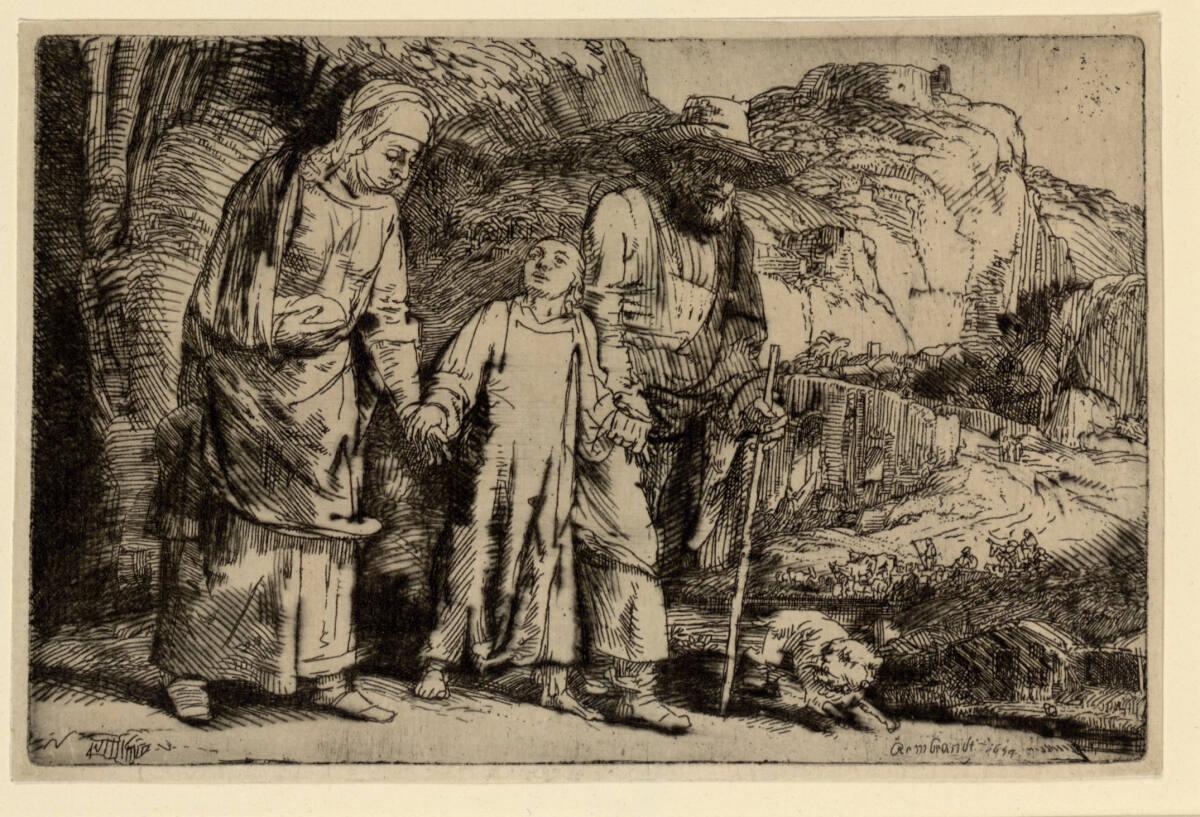 Jesus mit seinen Eltern, aus dem Tempel heimkehrend, Rembrandt, 1654