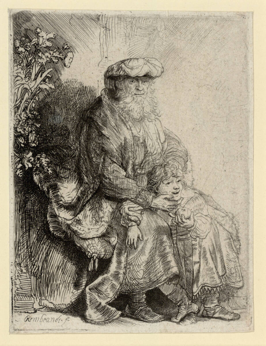 Abraham, Isaak liebkosend, Rembrandt