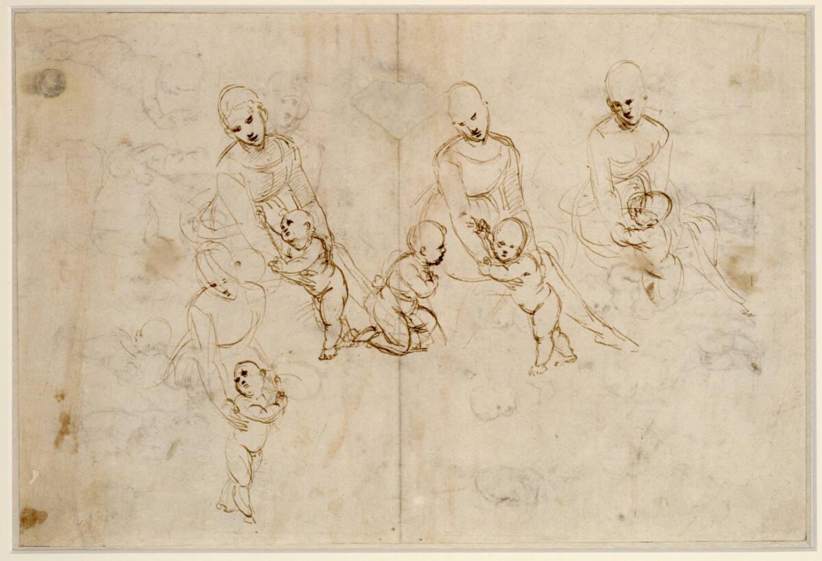 Raffaello Santi, Vier Studien zur "Madonna im Grünen", Inv. Nr.: 207r