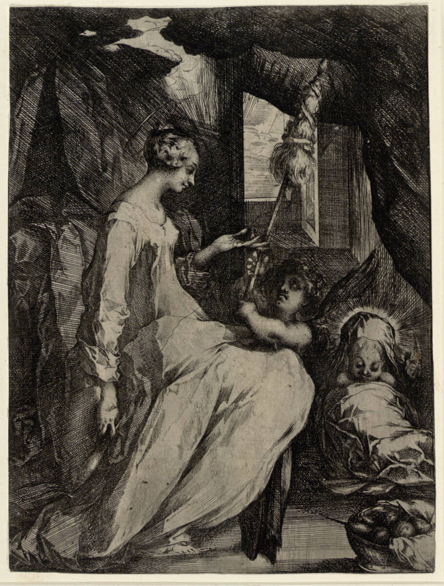 Madonna mit dem Spinnrocken, einem Engel und dem Kinde, Jacques Bellange