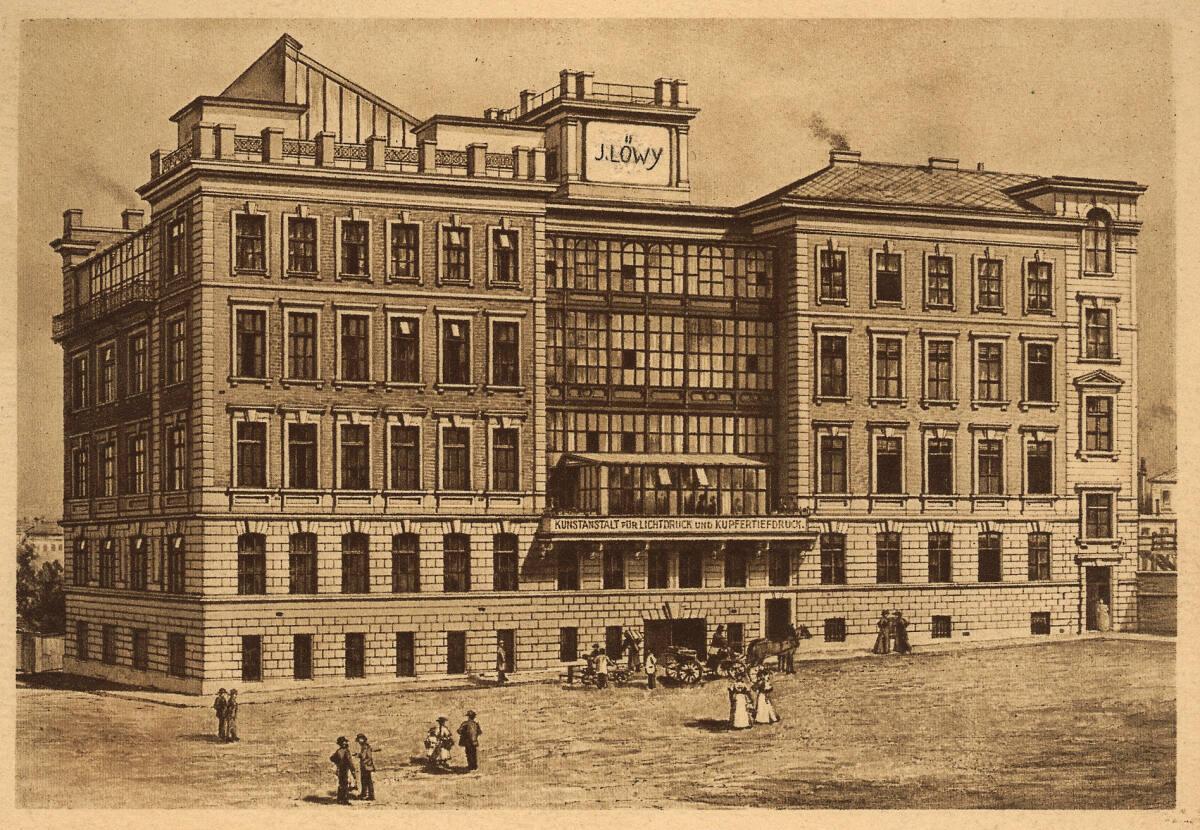 Josef Löwy, Reproduktion nach einer Zeichnung: Gebäude der Kunstanstalt Löwy in Wien III, Parkg…
