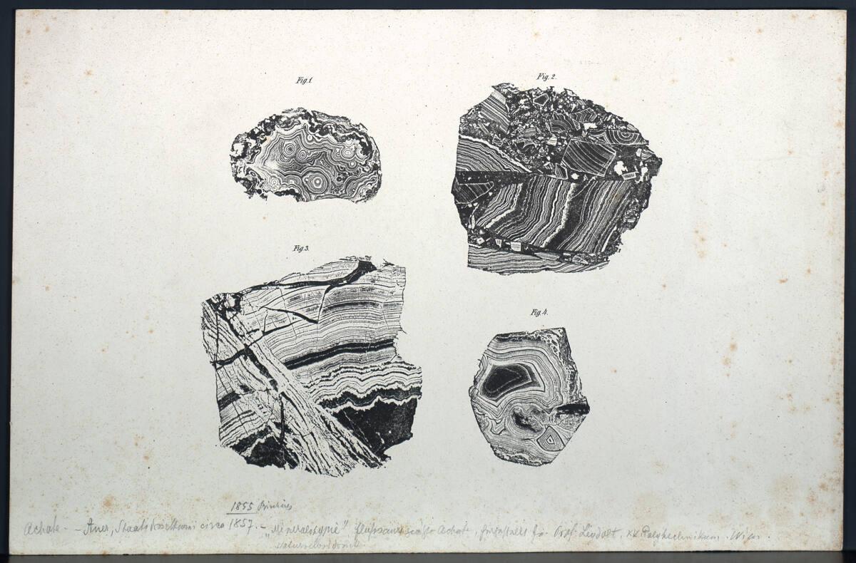 Alois Auer von Welsbach, Querschnitte von Achaten - "Mineralotypie", Inv. Nr.: FotoGLV2000/1615…