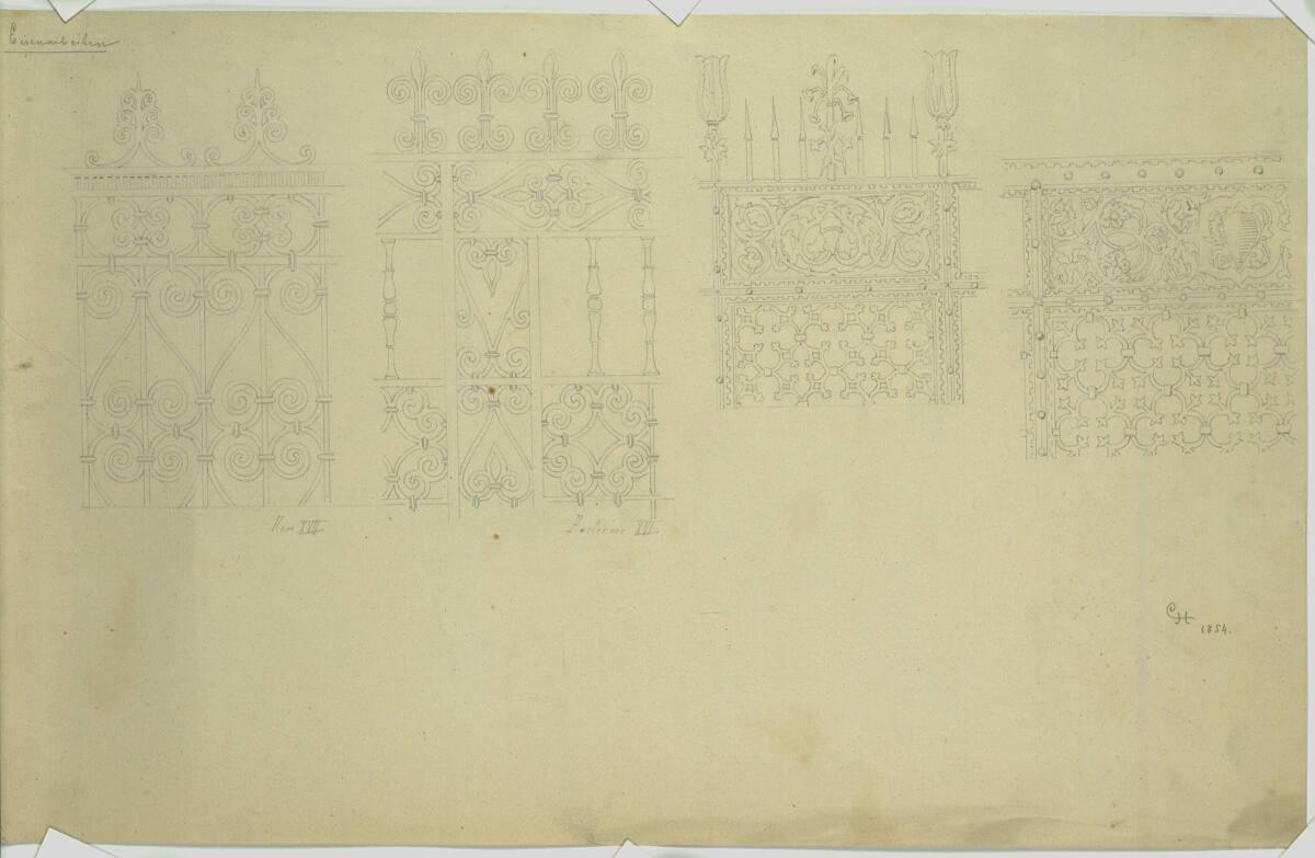 Carl von Hasenauer, Studien zu schmiedeeisernen Gittern, Aufrisse, Inv. Nr.: CHA69