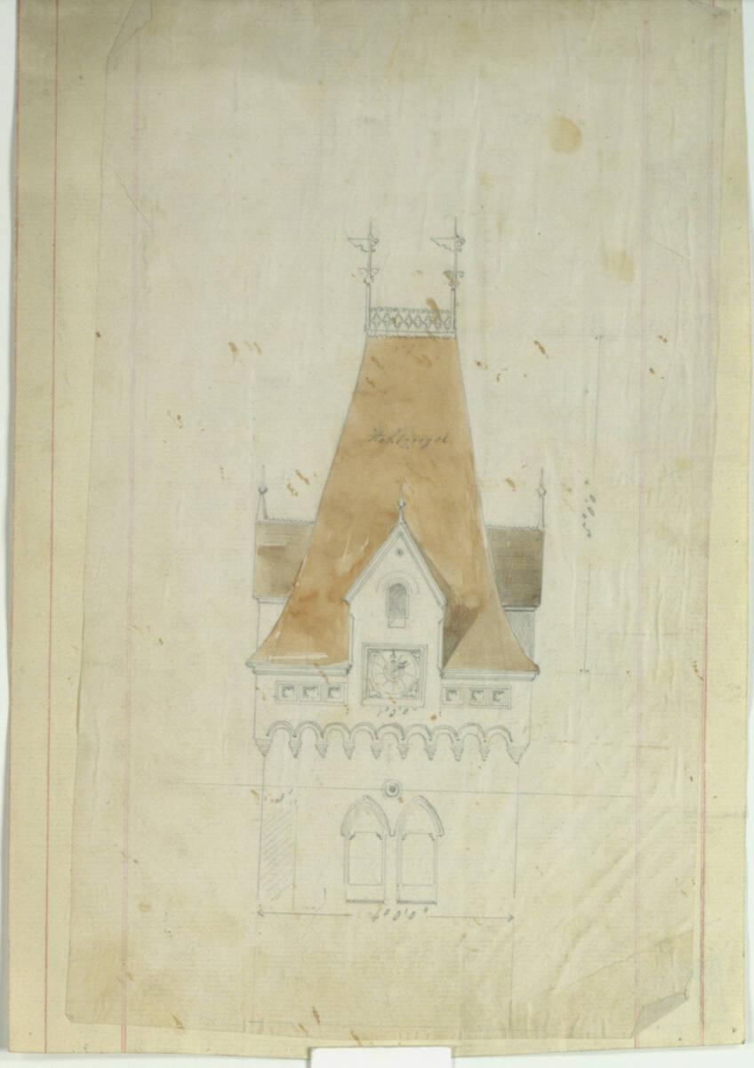 Carl von Hasenauer, Neogotische Turmspitze, Aufriß, Inv. Nr.: CHA89
