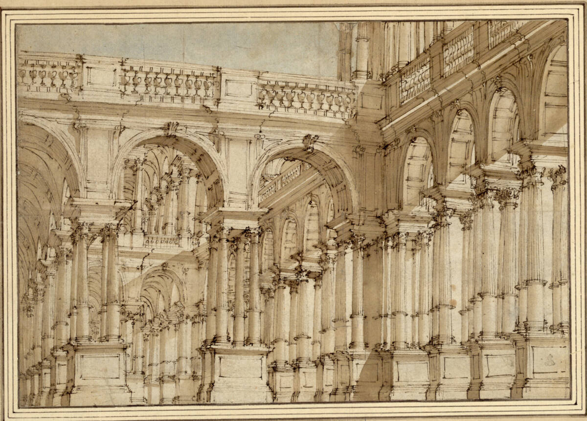 Säulenhöfe eines Palastes, Ferdinando Galli-Bibiena