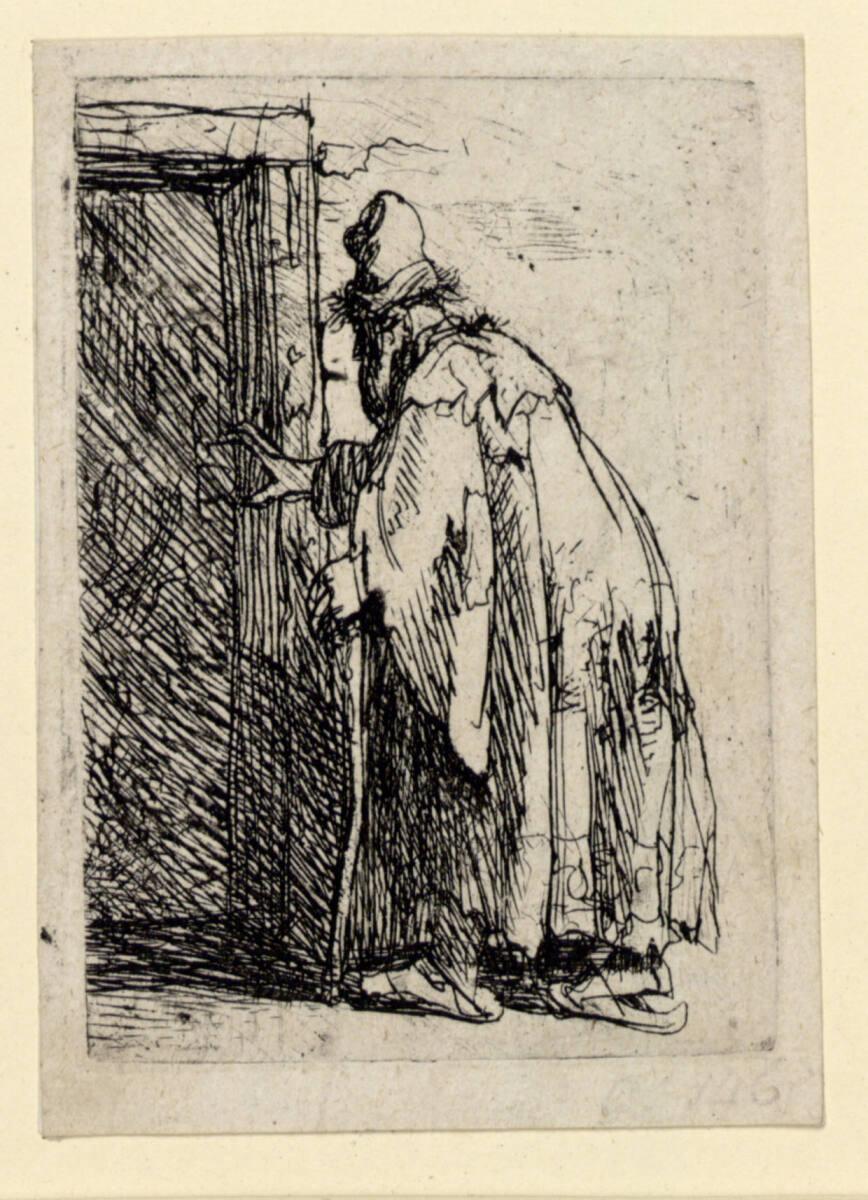 Rembrandt Harmensz. van Rijn, Der blinde Tobias nach der Tür tastend, Inv. Nr.: DG1926/282