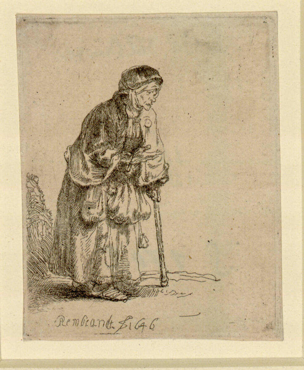 Bettlerin mit Gehstock, Rembrandt, 1646