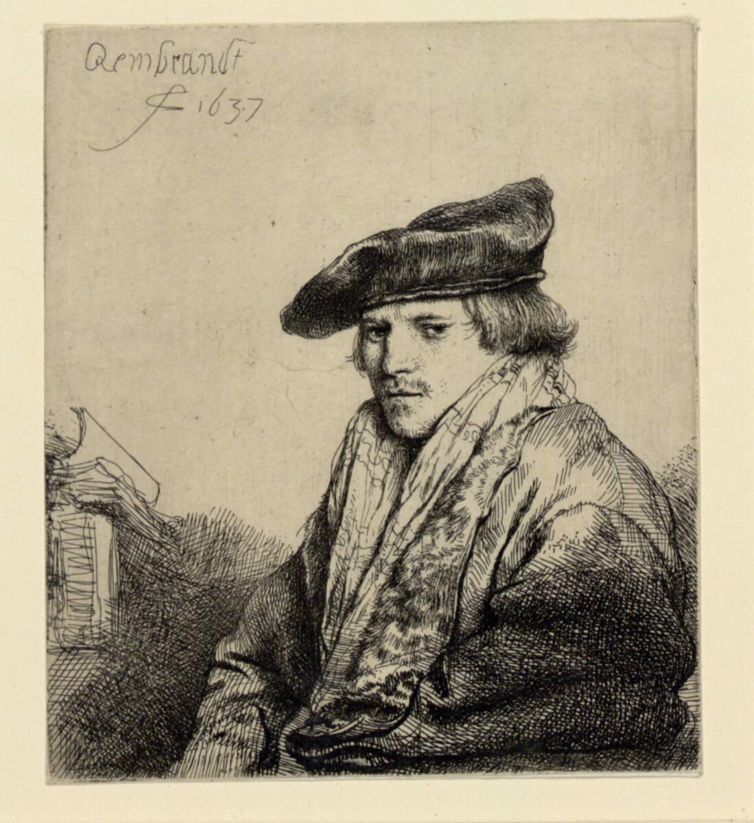 Rembrandt Harmensz. van Rijn, Junger Mann mit Samtmütze, Inv. Nr.: DG1926/424
