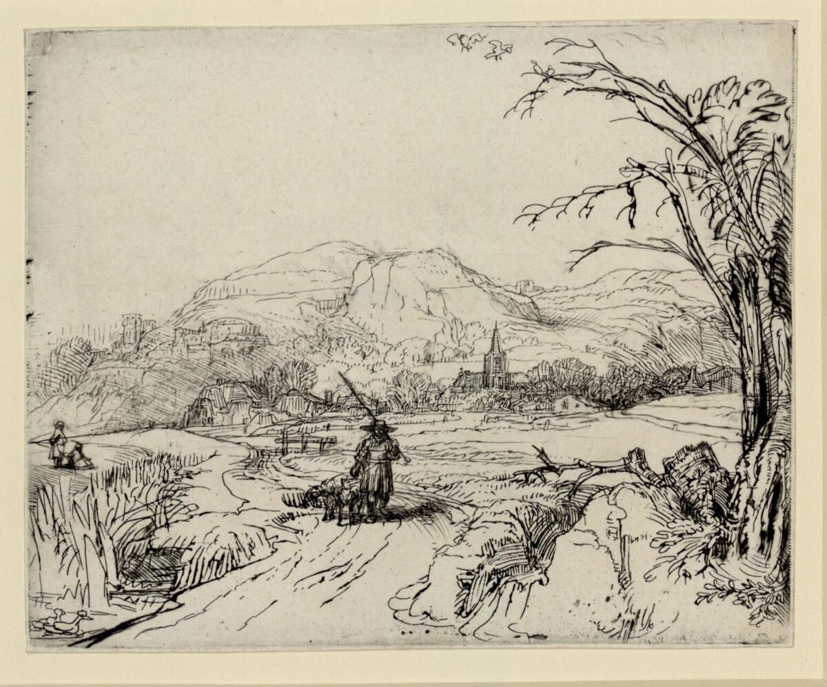 Rembrandt Harmensz. van Rijn, Die Landschaft mit dem Jäger, Inv. Nr.: DG1926/362