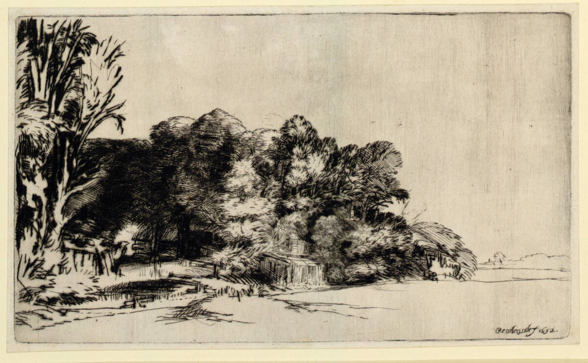 Baumgruppe mit einem Fernblick, Rembrandt, 1652