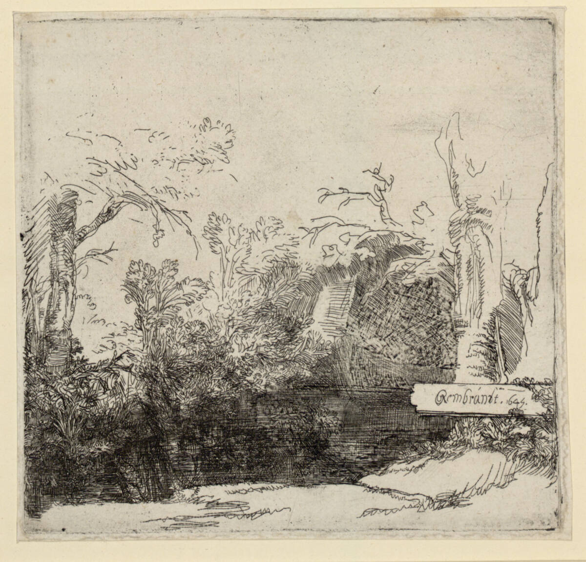 Der Kahn unter den Bäumen, Rembrandt, 1645