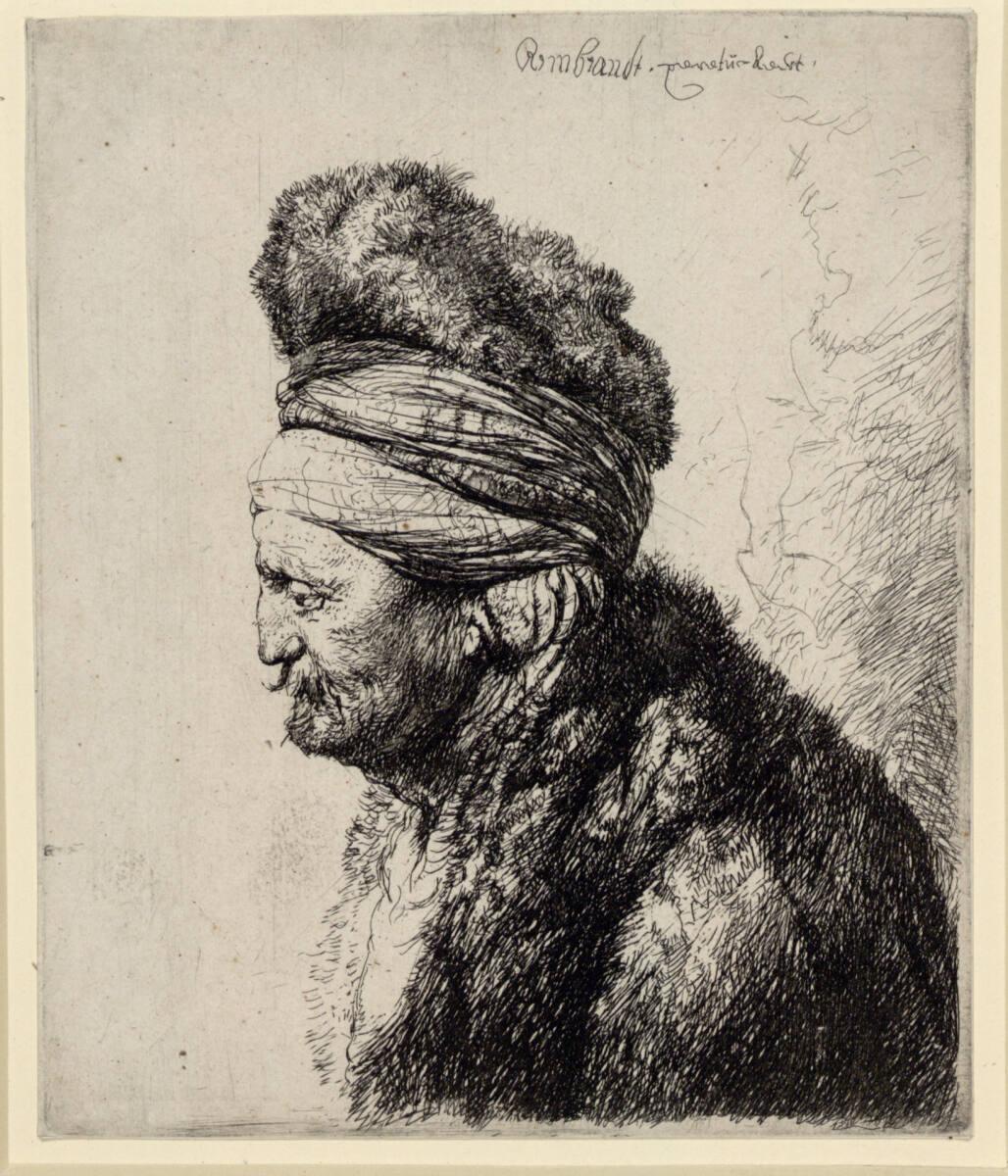 Rembrandt Harmensz. van Rijn, Zweiter Orientalenkopf, Inv. Nr.: DG1926/483