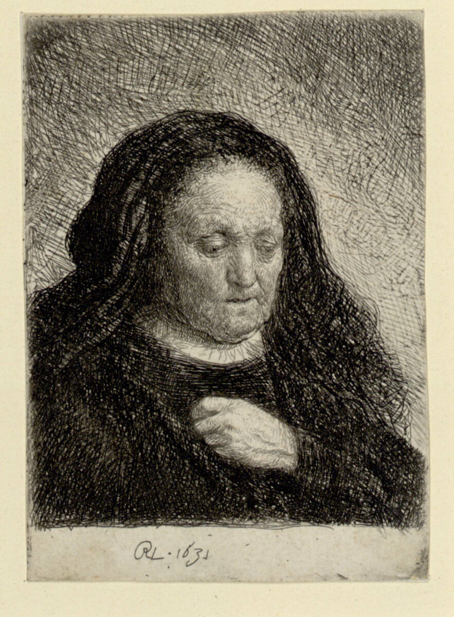 Die Mutter des Künstlers mit einer Hand auf ihrer Brust, Rembrandt, 1631
