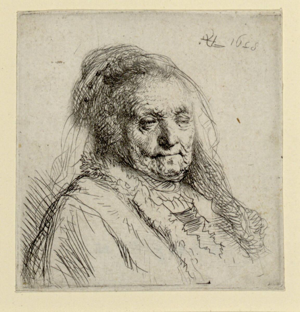 Brustbild der Mutter Rembrandts, Rembrandt, 1628