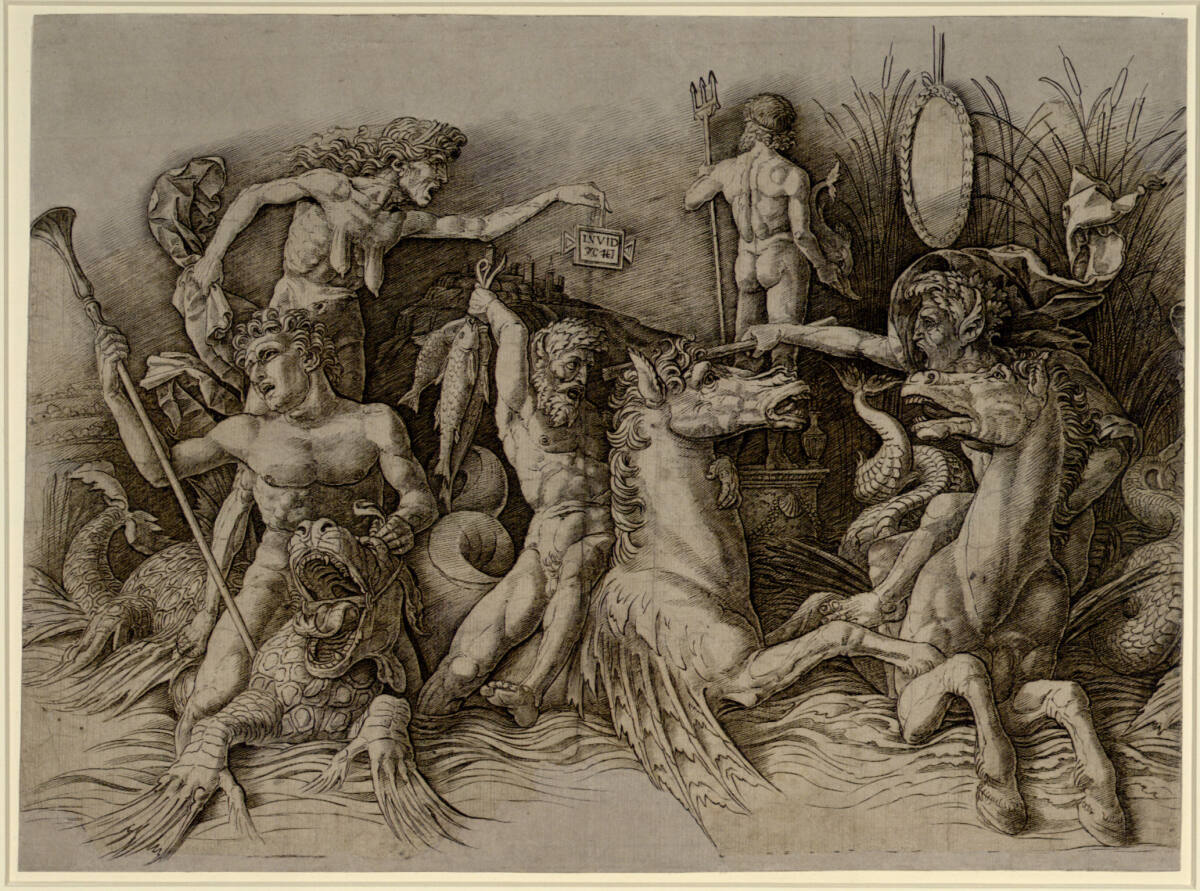 Kampf der Meergötter, linker Teil des Frieses, Andrea Mantegna