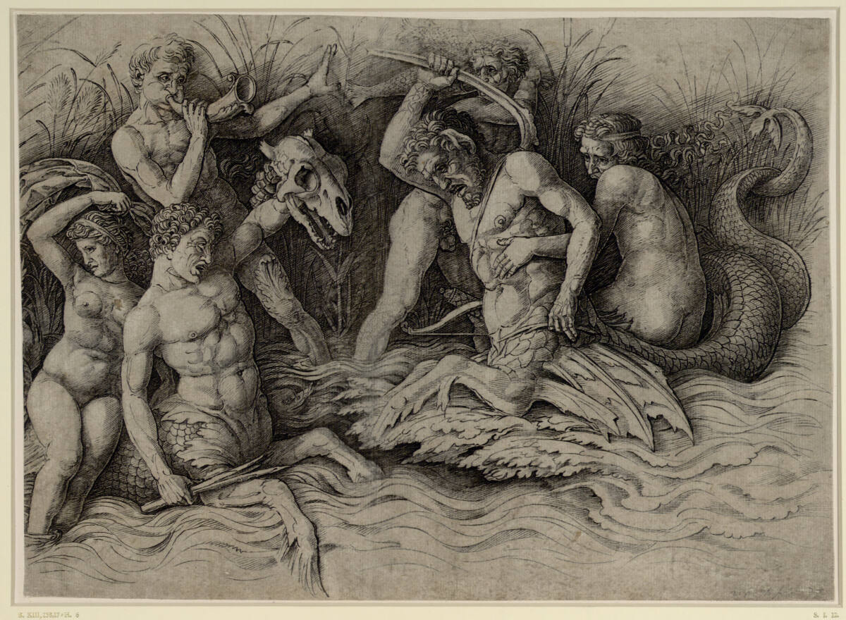 Kampf der Meergötter, rechter Teil des Frieses, Andrea Mantegna