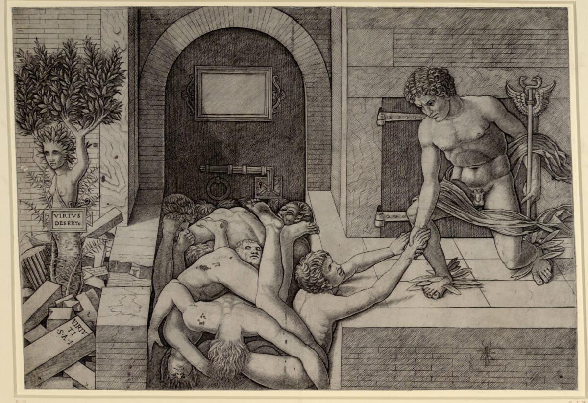 (?)Andrea Zoan, Ignoranz und Merkur: Allegorie von Tugend und Laster (untere Hälfte), Inv. Nr.:…