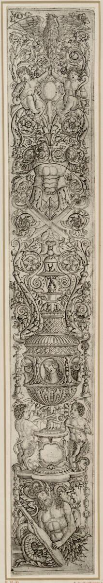 Meister des Sforza-Gebetbuches (Meister des Sforza-Stundenbuches), Ornamentstreifen mit Triton …