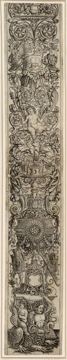 Meister des Sforza-Gebetbuches (Meister des Sforza-Stundenbuches), Ornamentstreifen mit Kind, a…