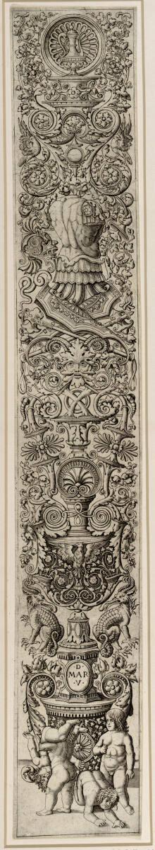 Meister des Sforza-Gebetbuches (Meister des Sforza-Stundenbuches), Ornamentstreifen mit vier sp…