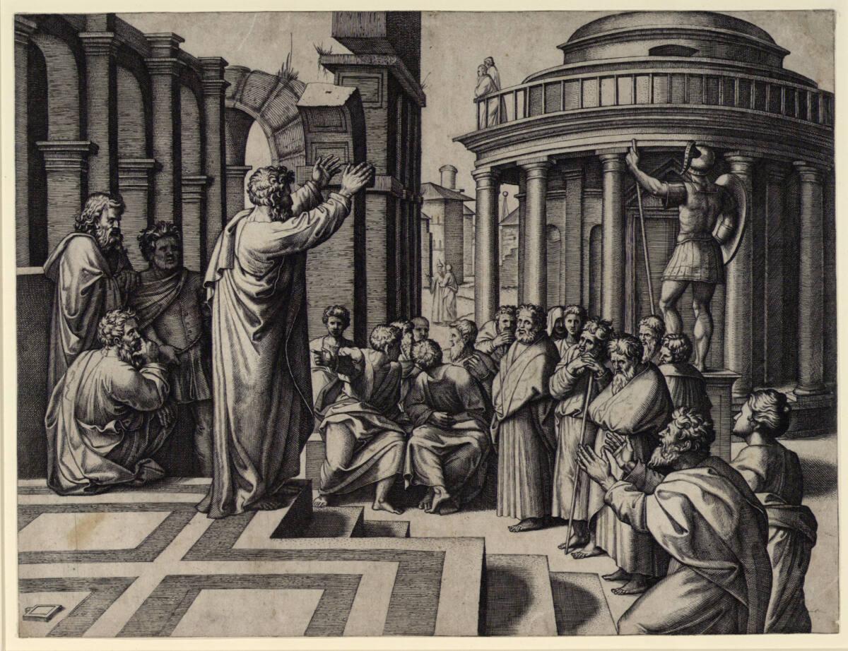 Marcantonio Raimondi, Paulus predigt den Athenern, Inv. Nr.: DG1970/288