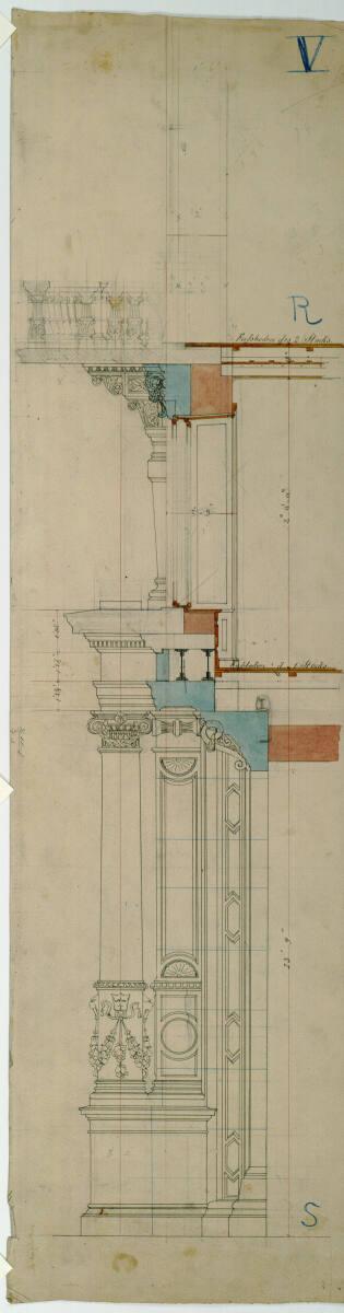 Carl von Hasenauer, Wien I, Graben 31, Azienda-Hof, Fassade zum Graben, Portal, Schnitt, Inv. N…