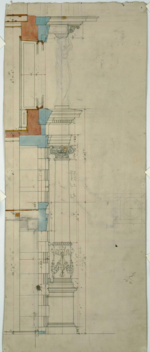 Carl von Hasenauer, Wien I, Graben 31, Azienda-Hof, Fassade zum Graben, Portal, Schnitt, Inv. N…
