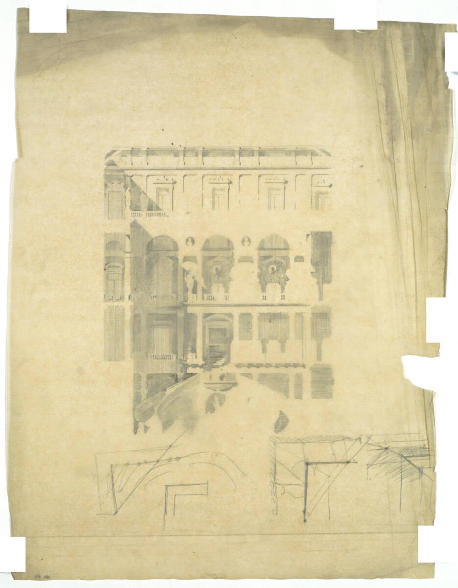 Carl von Hasenauer(?), Wien I, Hofburg, Neue Burg, Corps de Logis, Entwurf zum Stiegenhaus im I…