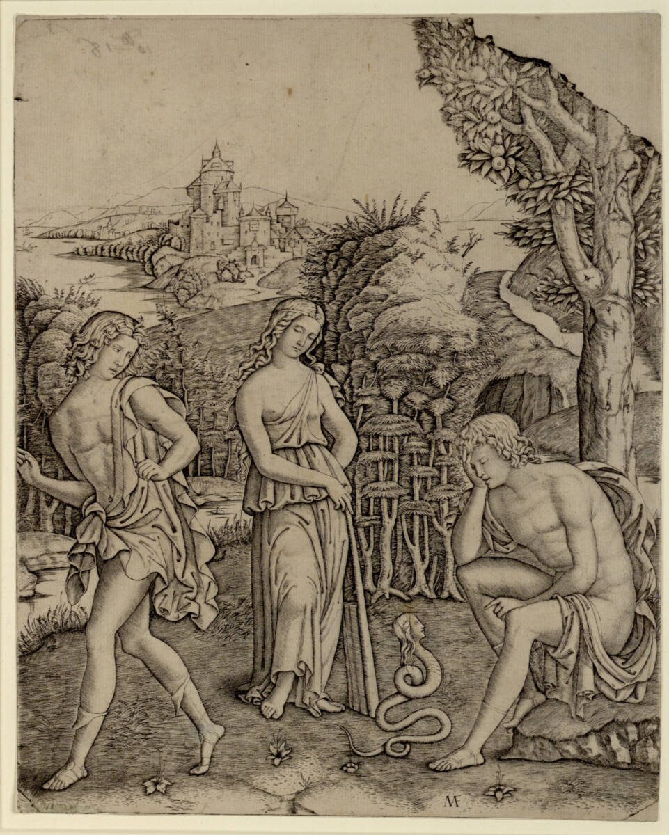 Eine Schlange spricht zu einem jungen Mann, Marcantonio Raimondi