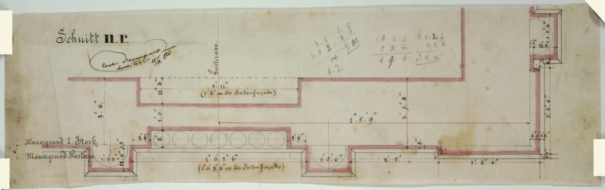 Carl von Hasenauer, Wien I, Bösendorferstraße 13, Palais Lützow, 1. Stock, Gebäudeecke, Grundri…