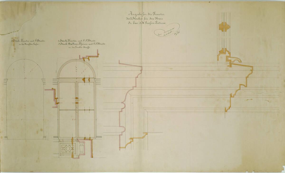 Carl von Hasenauer, Wien I, Bösendorferstraße 13, Palais Lützow, Fenster und Balkontüren des 1.…