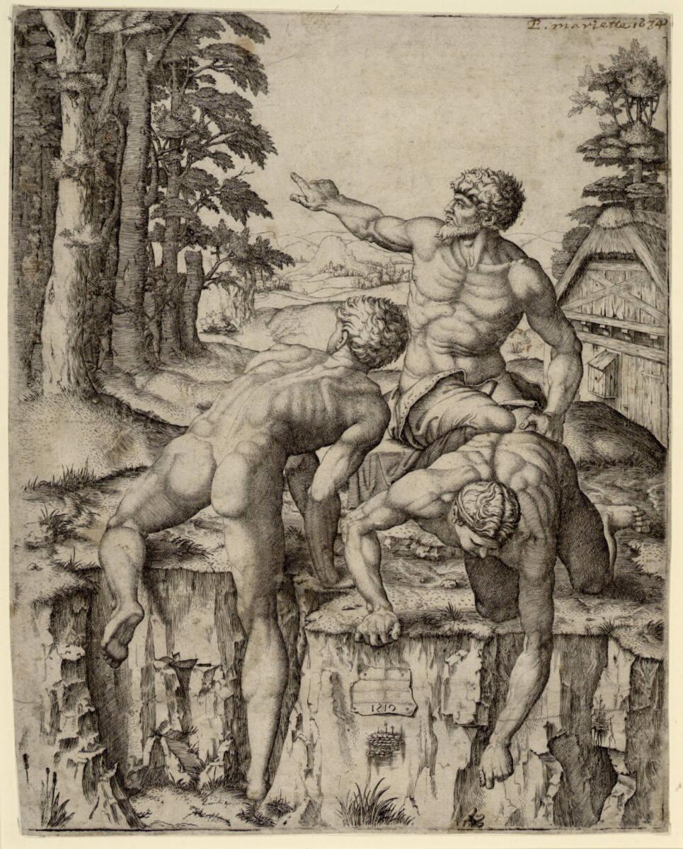 Marcantonio Raimondi, Die Kletterer, Inv. Nr.: DG1971/437