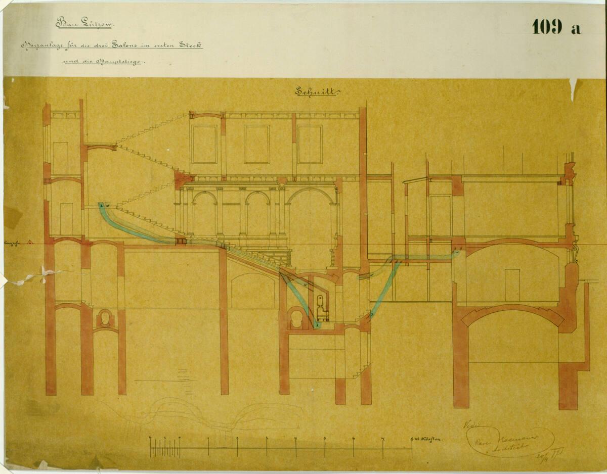 Carl von Hasenauer, Wien I, Bösendorferstraße 13, Palais Lützow, Heizanlage für die Gesellschaf…