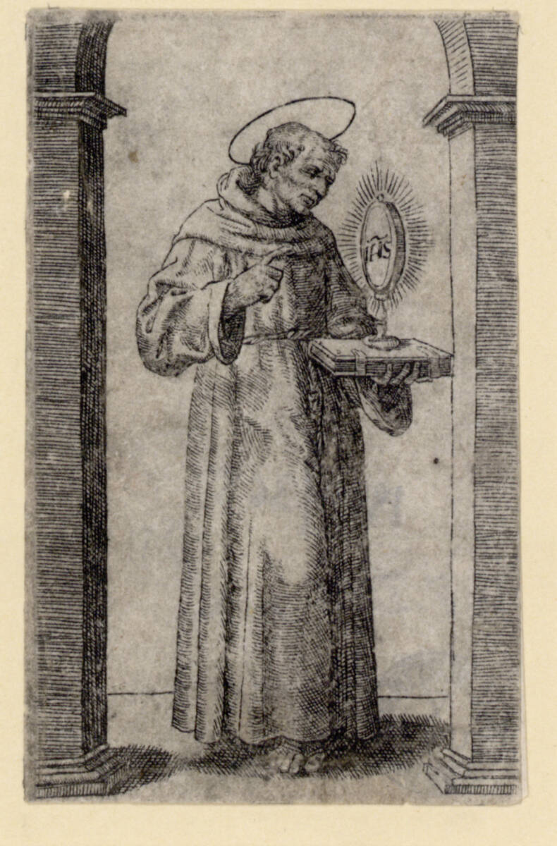 Heiliger Bernardino da Siena (lt. Cahier), Marcantonio Raimondi
