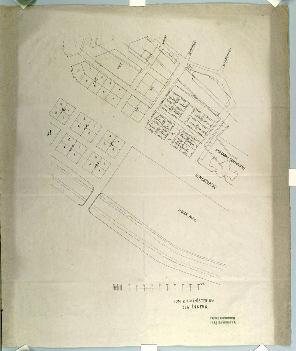 Carl von Hasenauer, Wien I, Bauparzellen im Bereich der Ringstraße, Inv. Nr.: CHA1044