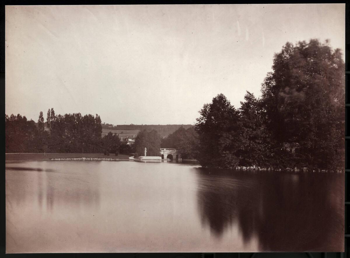Julius Leth, Blick auf den See im Park von Schloss Hernstein bei Baden, Niederösterreich, Inv. …