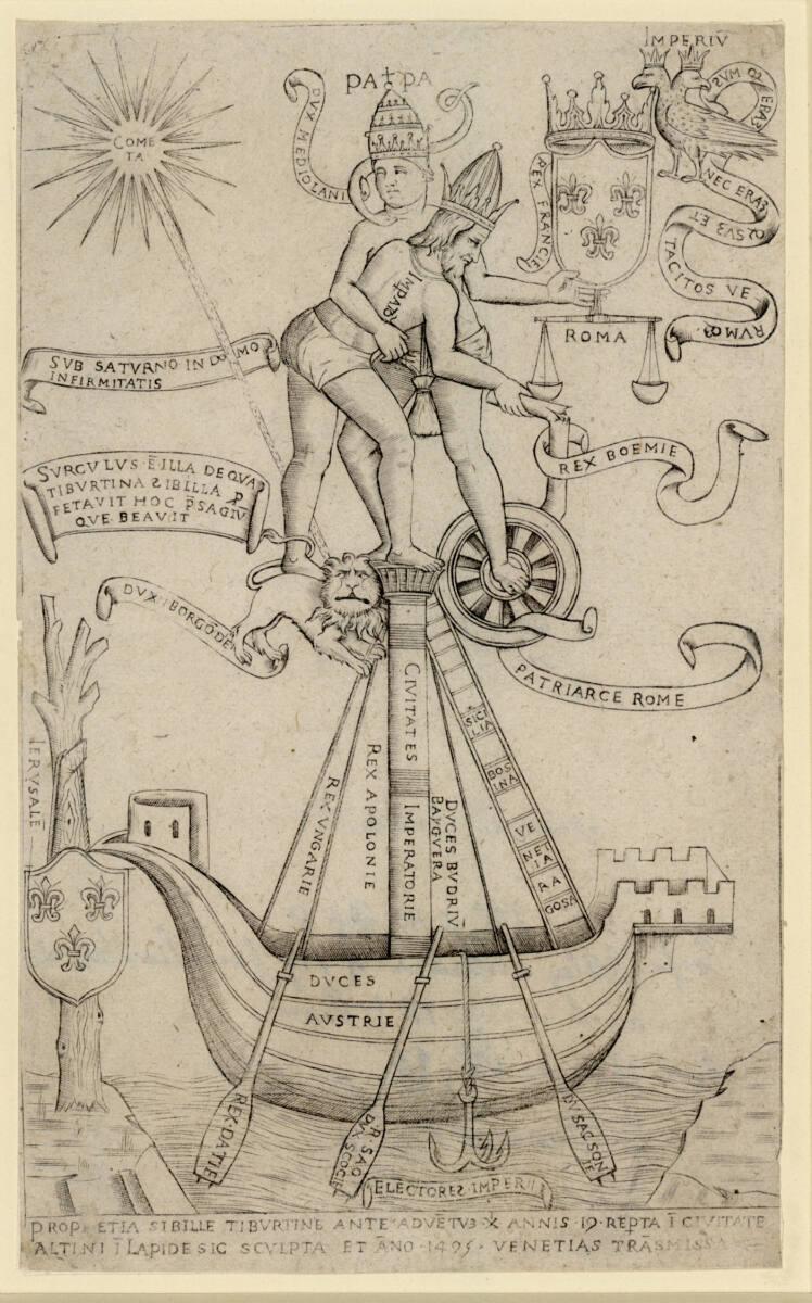 Venezianisch um 1495, Politische Allegorie, die sich auf das Treffen von Papst Paul II. und Fri…
